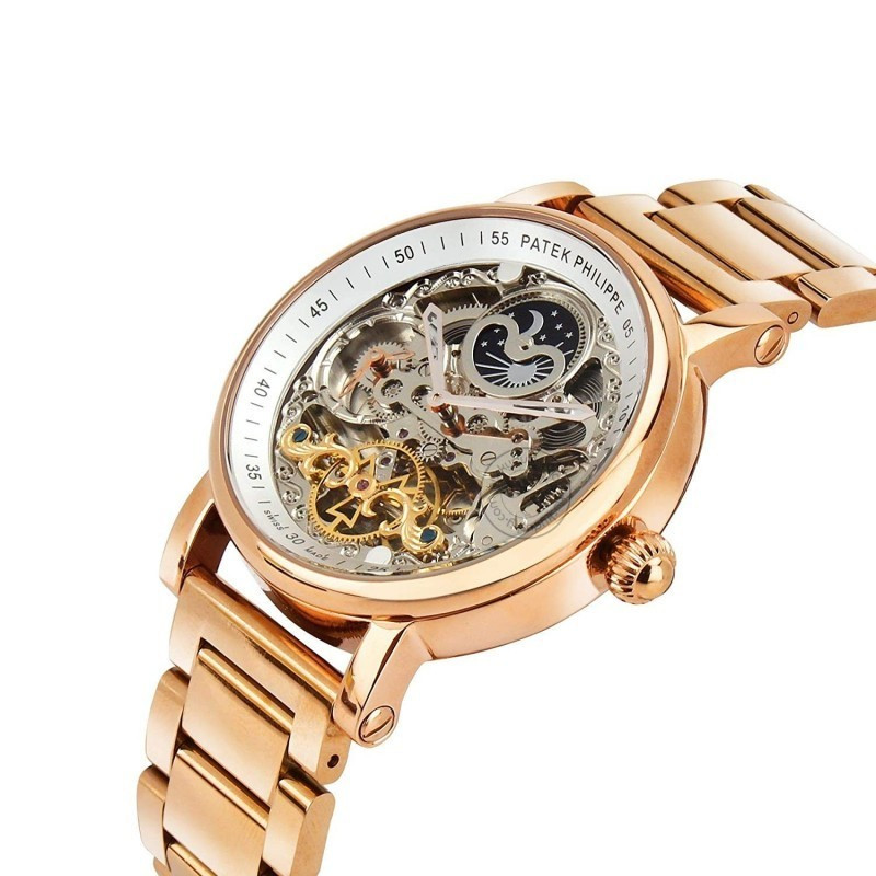 patek philippe automatic transparent watch